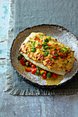 Nile perch with cream cheese and a pepper crust (low carb)