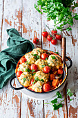 Vegetable casserole with cheese dumplings