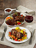 French beef roulade with Mediterranean vegetables