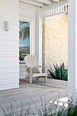 Chair on a wooden deck on the terrace