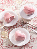 Heart shaped strawberry mini cakes