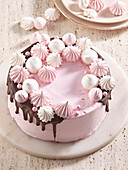 Mascarpone cake topped with meringues