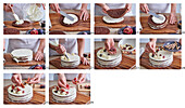 Winter nut cake gateau with figs and pomegaranate - step by step