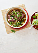 Flash Pho-Bo with beef fillet and soba noodles
