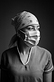 Healthcare worker wearing a face mask