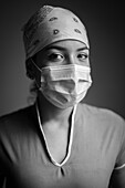 Health worker wearing a face mask