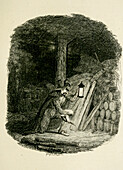 Guy Fawkes laying the train, illustration