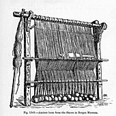 Ancient loom, 19th century illustration