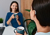 Woman with hearing aid