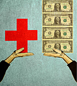 Rising cost of healthcare, illustration