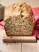 Hearty cottage cheese and seed bread, sliced