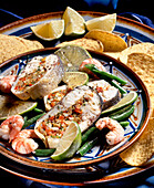Stuffed fish with shrimp and green beans (Mexico)