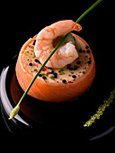 Salmon mousse with shrimp