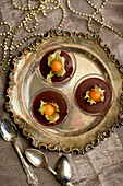 Vegan chocolate mousse with physalis