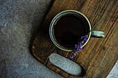 Espresso coffee with lavender