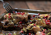 Chicken wings with pepper, pomegranate and lemon