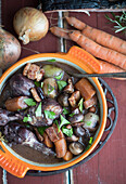 French coq au vin with chicken legs