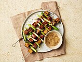 Miso tofu and spring onion skewers
