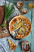 Chives pie with Anchovies and parmesan cheese is Swedish summer in a pie form
