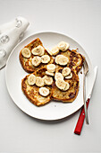 French toast with banana slices