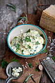 Mashed potatoes with cheese and parsley