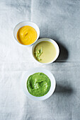 Three vegan dressings