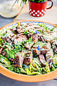 Salad with grilled steak
