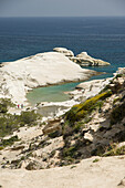 Weiße Kreidefelsen, Küstenlandschaft, Sarakini, Insel Milos, Kykladen, Ägäis, Griechenland