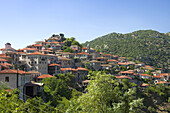 Blick auf Bergort Dimitsana, Arkadien, Peloponnes, Griechenland