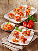 Bacon wrapped Chicken boats with pineapple, bacon and chilies