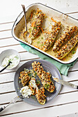 Stuffed cucumbers with dill sour cream