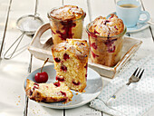 Cherry cake baked in a jar