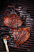 Grilled Drunken Flank Steaks with Whiskey BBQ Sauce