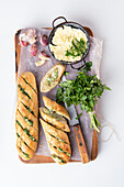 Baguette with fresh herb butter