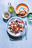 Melonen-Feta-Salat mit Oliven