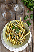 Wax beans with anchovy butter and garlic