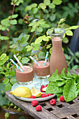 Springtime drink with wild herbs, fruits and nuts