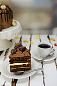Chocolate cake decorated with pralines