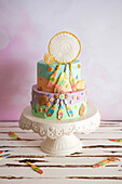 Two-tier buttercream cake with dream catchers