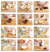 Baking Easter chocolate lamb with cranberries and white cream - step by step