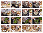 Käselasagne mit Spinat und getrocknetem Schinken zubereiten