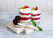 Plum and lime trifles
