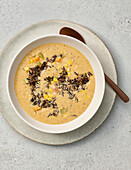Wild rice chowder with corn and sweet potatoes