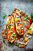 Cherry tomato baguette with mushrooms