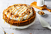Pumpkin pie with cream cheese cream and roasted walnuts