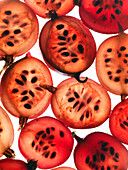 Sliced red gooseberries (full picture)