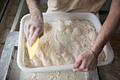 Yeast dough being made