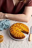 Orangen-Ingwer-Kuchen, angeschnitten