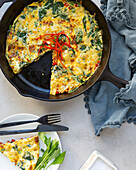 Vegetable Frittata in a frying pan