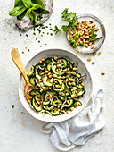 Cucumber salad with peanuts and mint